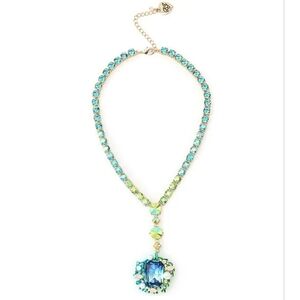 💙🔹️betsey Johnson 🔹️Gold Tone Mermaid Jewels Tennis Necklace Seaweed Pendant